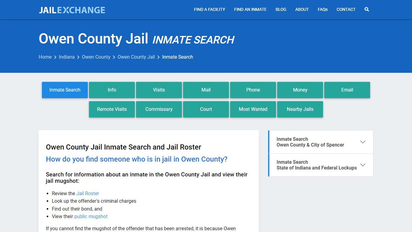 Inmate Search: Roster & Mugshots - Owen County Jail, IN - Jail Exchange