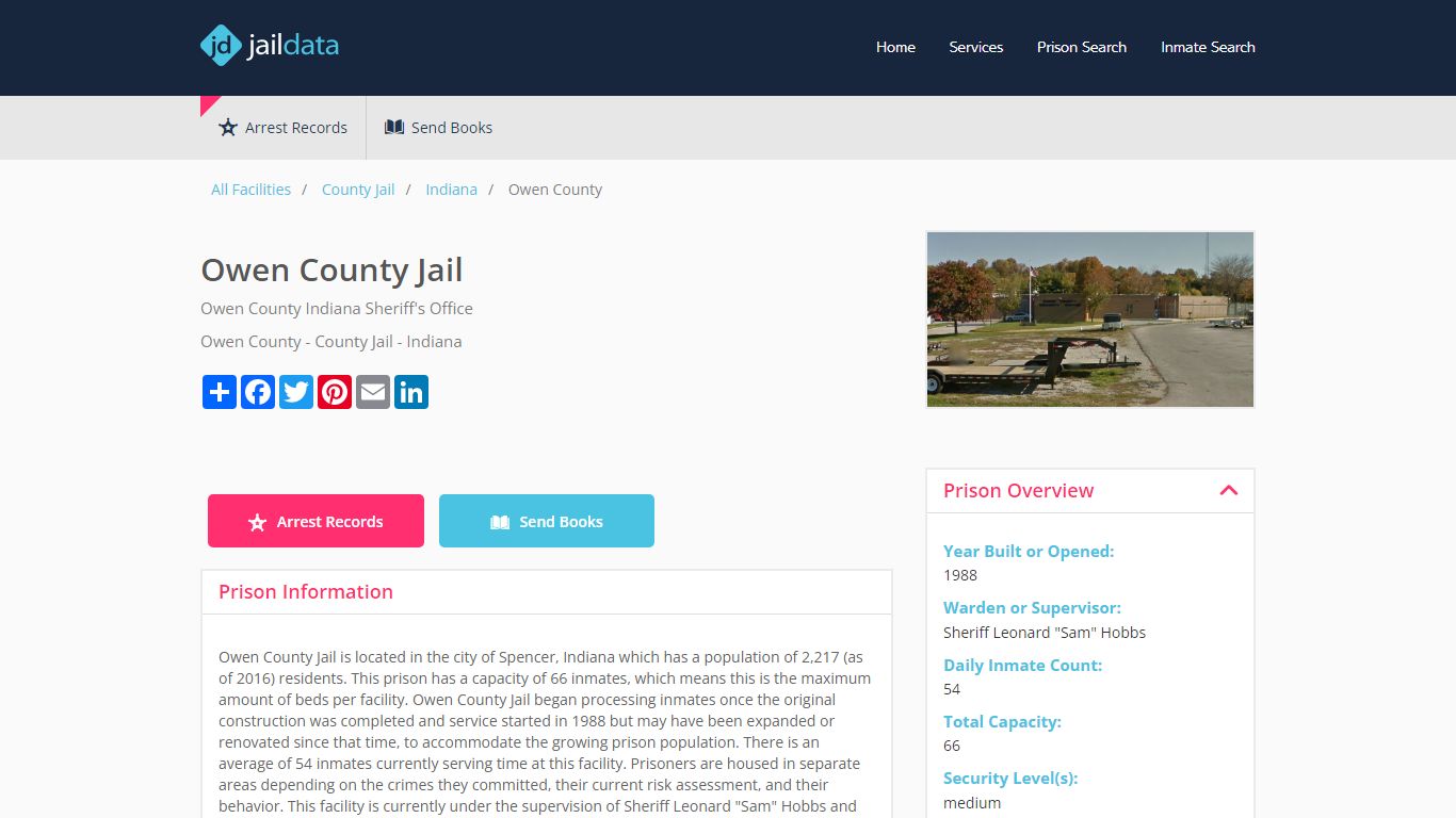 Owen County Jail Inmate Search and Prisoner Info - Spencer, IN